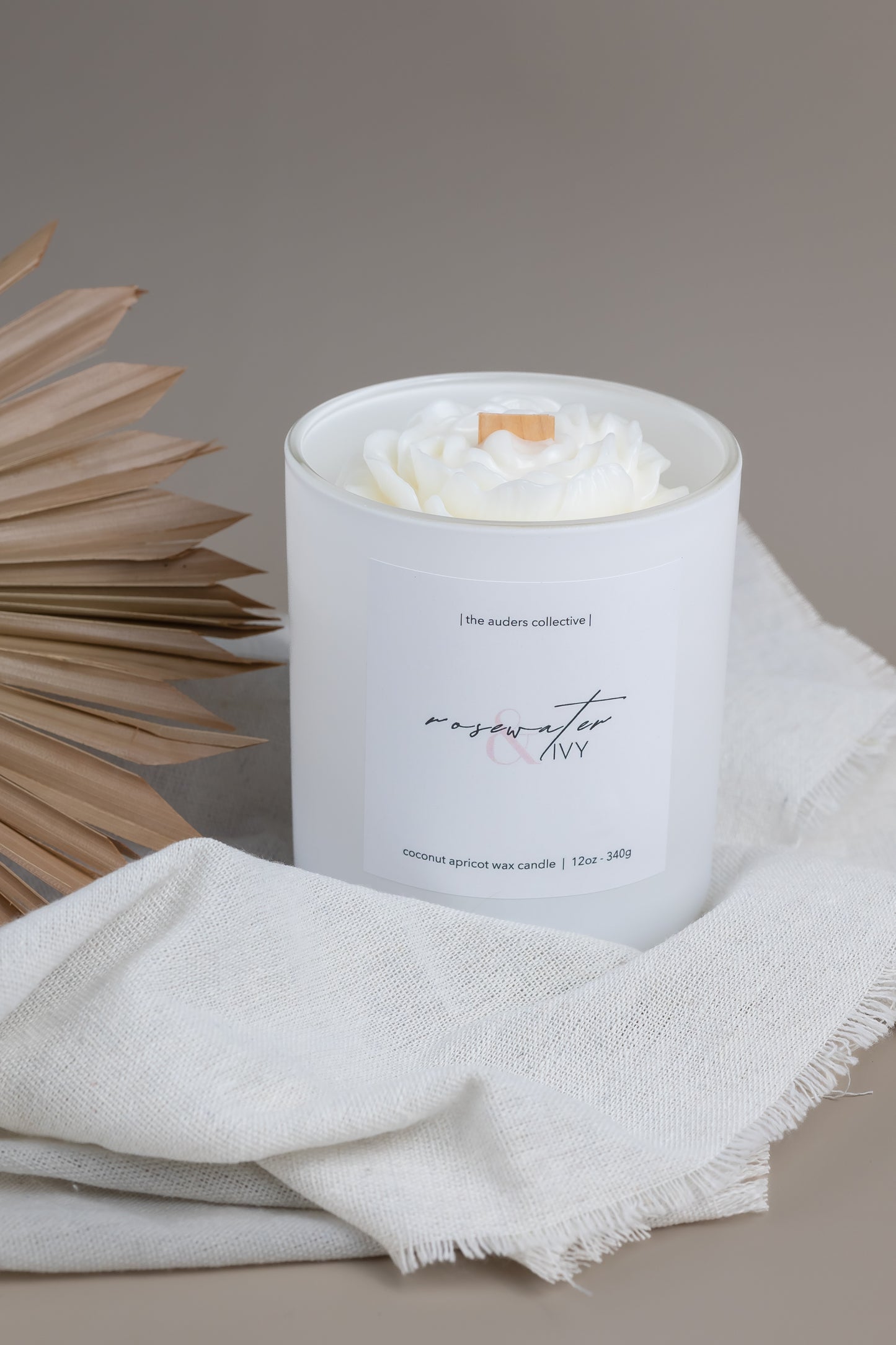12oz Rosewater & Ivy Candle - Limited Edition Flower Candle
